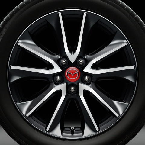 Mazda Sticker Wheel Center Hub Cap Red Background