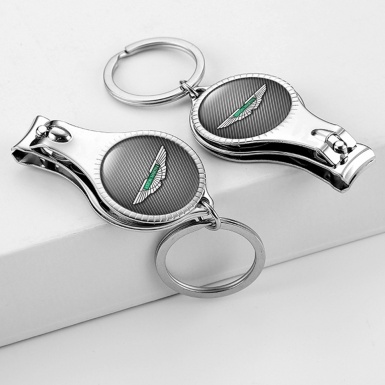 Aston Martin Key Chain Nail Clipper Dark Carbon Green Metallic Logo