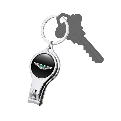 Aston Martin Key Chain Fingernail Clipper Dark Carbon Green Metallic Logo