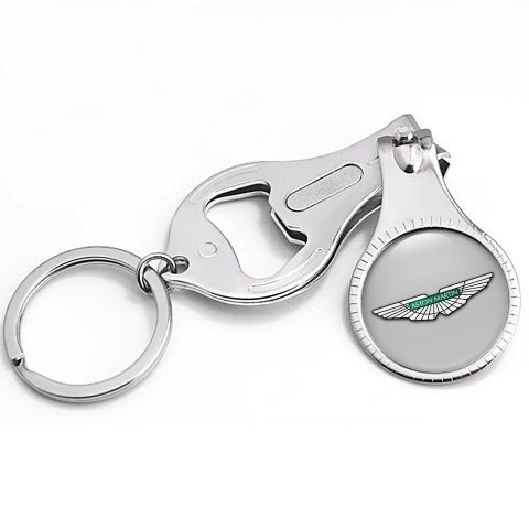 Aston Martin Key Ring Fingernail Clipper Dark Carbon Green Metallic Logo
