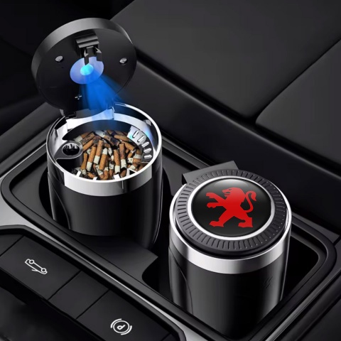Peugeot Ashtray Logo Container for Cigarette LED Red Decoration 