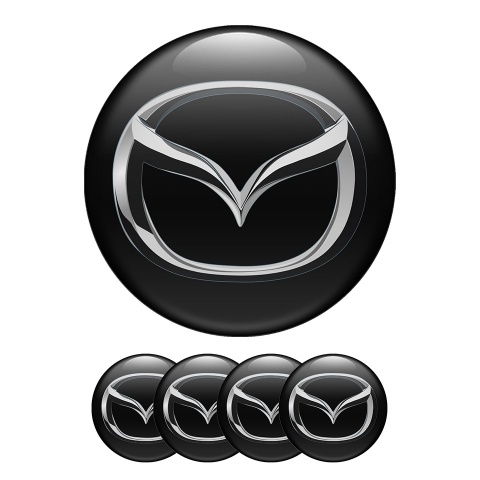 Mazda Domed Stickers Wheel Center Cap Black Classic