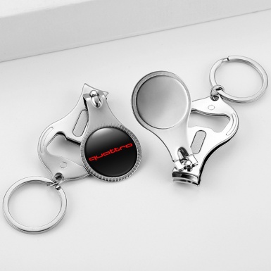 Audi Quattro Nail Clipper Key Fob Classic Black Red Logo Emblem