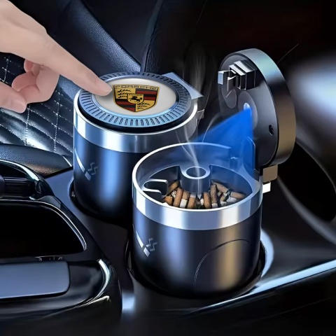Porsche High-Quality Ashtray Logo Container for Cigarette LED