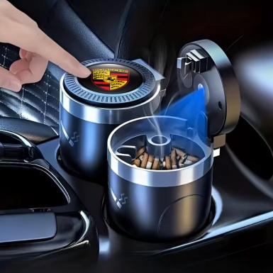 Porsche Plastic Ashtray Logo Container for Cigarette LED