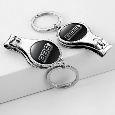 BBS Fob Chain Ring Holder Nail Clipper Classic Black Silver Gradient Design 
