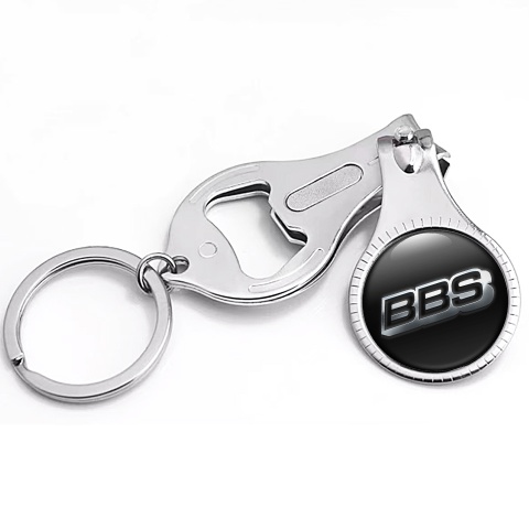 BBS Fob Chain Ring Holder Nail Clipper Classic Black Silver Gradient Design 