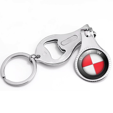 BMW Key Holder Chain Fingernail Clipper Classic Black Ring Red Logo Edition