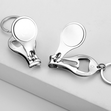 Borbet Key Chain Ring Fingernail Clipper Dark Carbon White Rectangular Logo