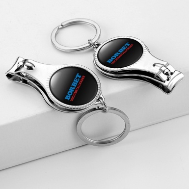 Borbet Leichtmetallrader Keychain Holder Nail Trimmer Black Classic Blue Logo