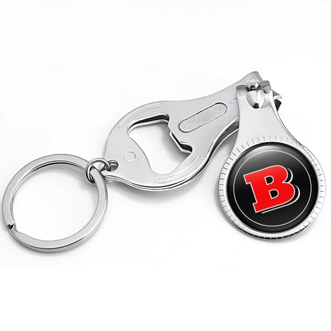 Mercedes Brabus Fob Chain Ring Holder Nail Clipper Classic Black Red Outline Logo