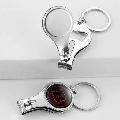 Mercedes Brabus Key Fob Chain Fingernail Clipper Red White Domed Logo