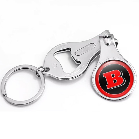 Mercedes Brabus Key Fob Holder Nail Trimmer Black Red Ring Domed Design