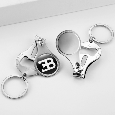 Bugatti Key Chain Ring Holder Nail Trimmer Black Stylish Big Logo Edition