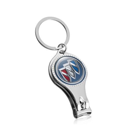 Buick Key Chain Holder Nail Clipper Navy Blue Silver Shields Color Design