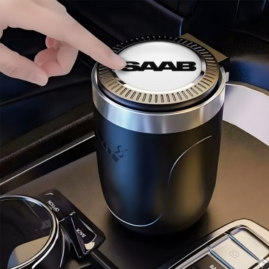 Saab Car Ashtray for Cigarette White Base Black Logo