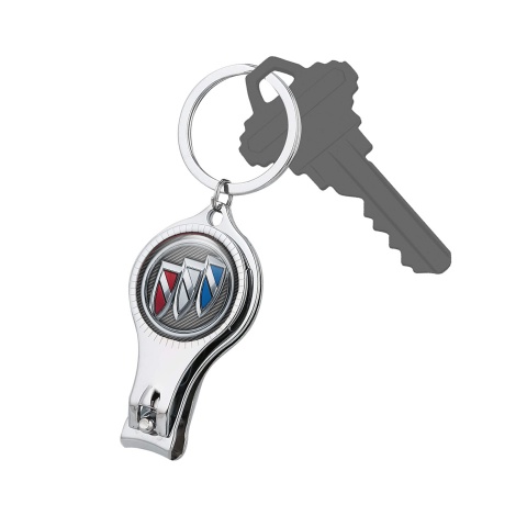Buick Key Fob Chain Fingernail Trimmer Light Carbon Chrome Color Domed Emblem