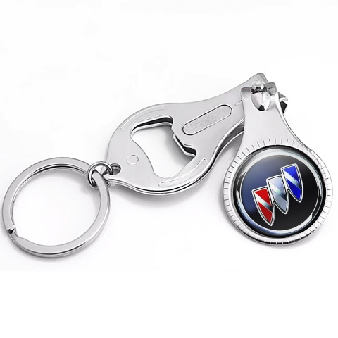 Buick Key Chain Holder Nail Clipper Dark Blue Silver Shields Color Design