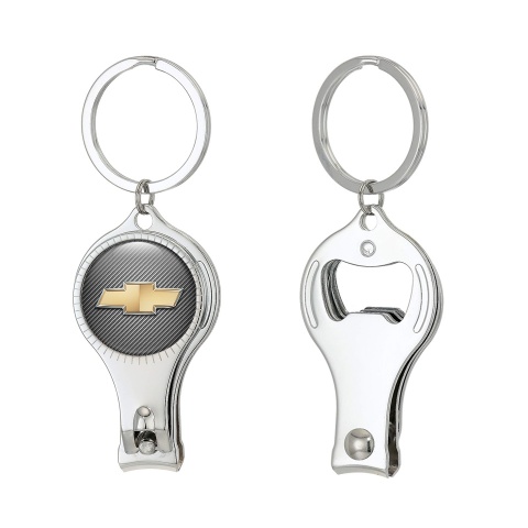 Chevrolet Key Chain Ring Nail Clipper Light Carbon Copper Logo Effect Domed Emblem