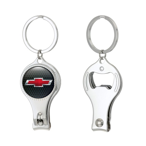 Chevrolet Key Holder Ring Nail Trimmer Black Neon Blue Honeycomb Red Logo Edition