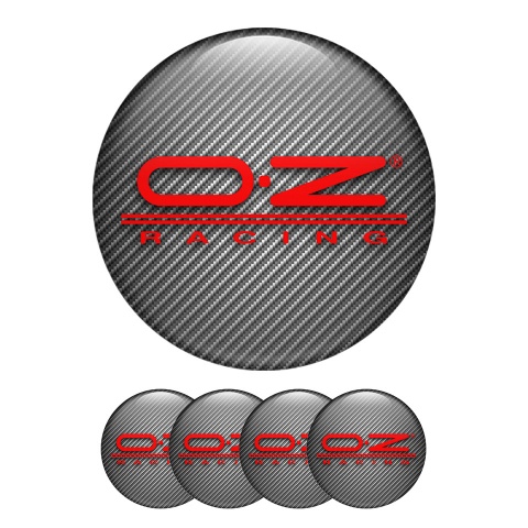 OZ Wheel Center Cap Domed Stickers Carbon with Red