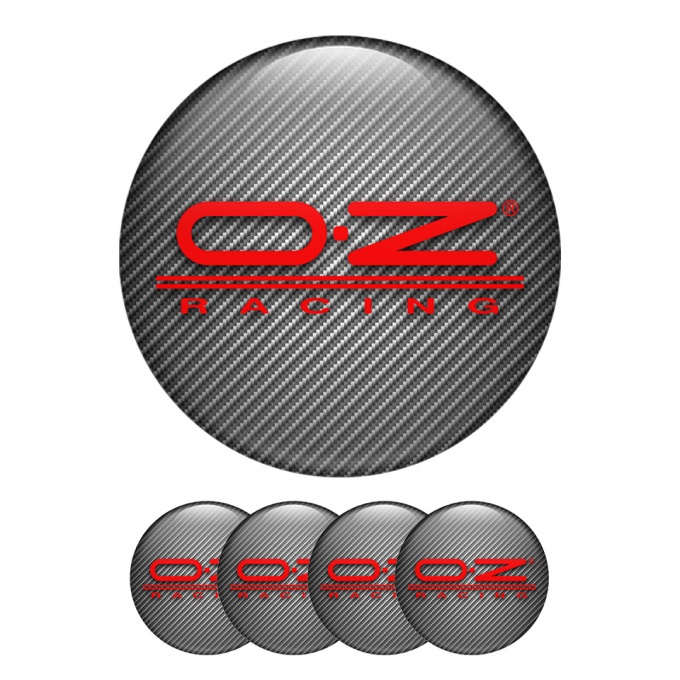 OZ Wheel Center Cap Domed Stickers Carbon with Red