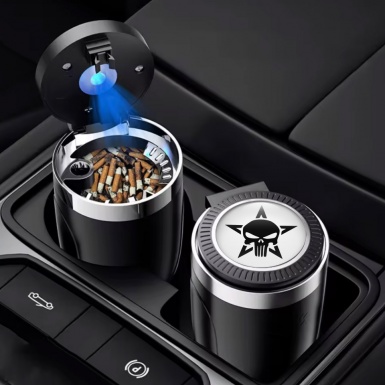 Skull Stylish Star Design Ashtray Logo Container for Cigarette LED 