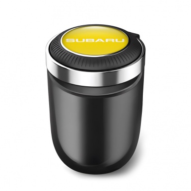 Subaru Trash Can Ashtray Yellow Print Logo Design 