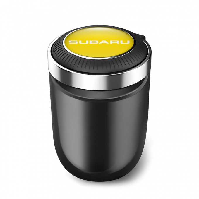 Subaru Trash Can Ashtray Yellow Print Logo Design 