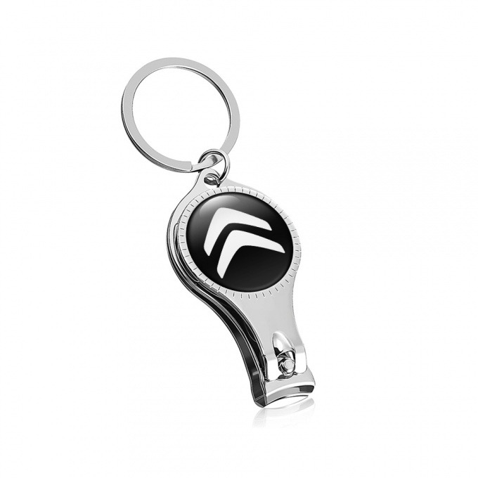 Citroen Keychain Ring Nail Clipper Classic Black White Clean Logo Domed Emblem