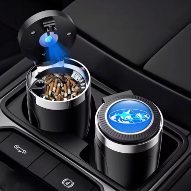 Subaru Ashtray Logo Container for Cigarette LED Sky Blue Motive 