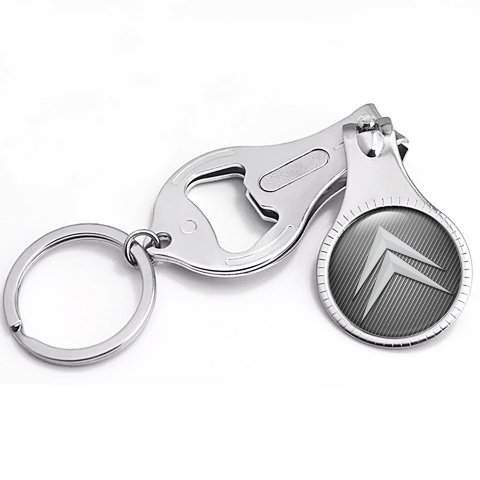 Citroen Key Ring Holder Nail Clipper Light Carbon Light Grey Tint Classic Logo Design