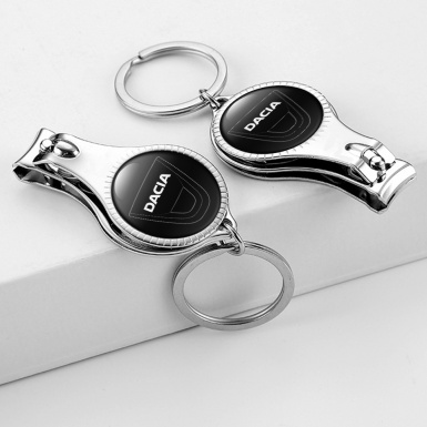 Dacia Key Chain Fingernail Clipper Classic Black White Outline Domed Logo Edition