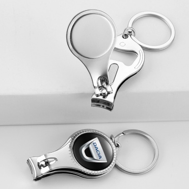 Dacia Key Ring Chain Nail Trimmer Classic Black Silver Gradient Domed Logo Design