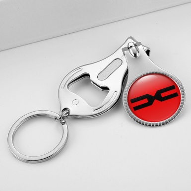 Dacia Keychain Ring Fingernail Trimmer Classic Bright Red Black Domed Logo Design