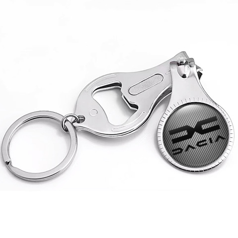 Dacia Keychain Ring Nail Clipper Light Carbon Black Slogan Domed Logo Model