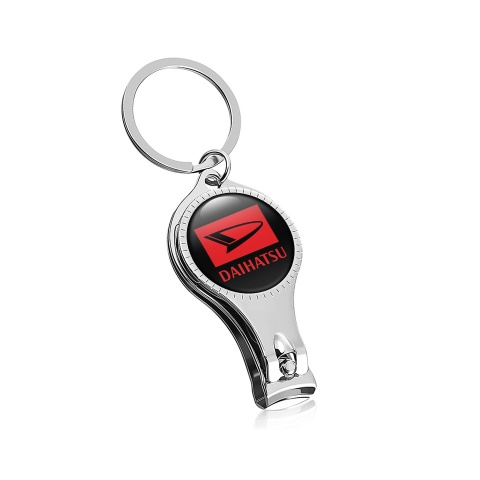 Daihatsu Key Chain Ring Nail Trimmer Classic Black Red Rectangle Logo Domed Design