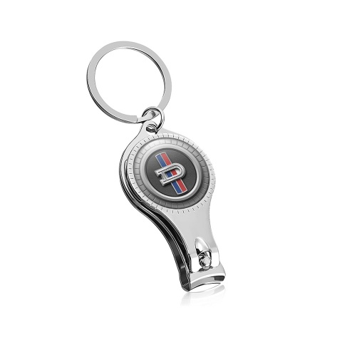 Datsun Keychain Ring Nail Clipper Dark Grey Rim Graphite Color Logo Domed Design