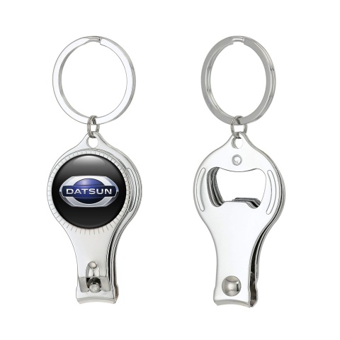 Datsun Key Ring Holder Nail Trimmer Black Blue Color Oval Logo Domed Emblem