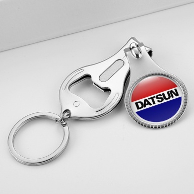 Datsun Key Ring Holder Nail Clipper Classic Red Blue Color Circle Style Domed Design