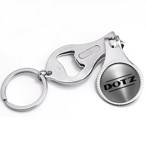DOTZ Keychain Ring Fingernail Trimmer Dark Metallic Clean Classic Logo Domed Emblem