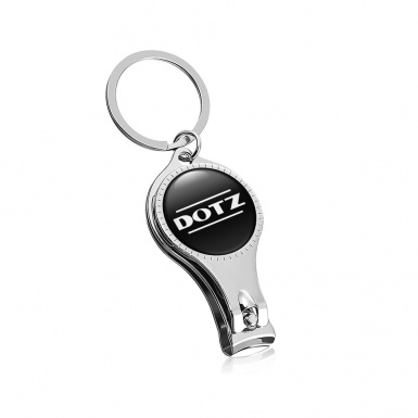 DOTZ Key Fob Ring Fingernail Clipper Classic Black White Clean Lines Domed Edition 