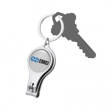 Enkei Key Chain Ring Nail Clipper Light Silver Blue Infinity Black Domed Logo Design