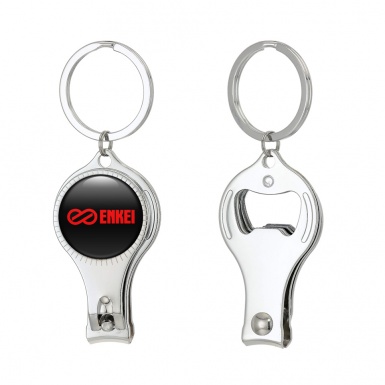 Enkei Keyring Chain Holder Nail Clipper Classic Black Red Infinity Domed Emblem 