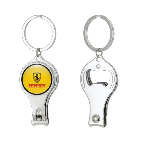 Ferrari Keyring Chain Fingernail Clipper Classic Yellow Gold Tint Shield Logo Edition