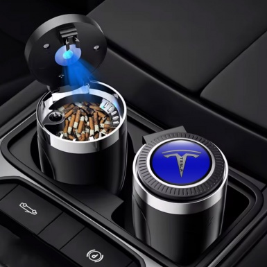 Tesla Car Ashtray for Cigarette Blue Motive Logo 