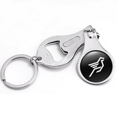 BMW Keyring Chain Nail Clipper Classic Black White Pegasus Big Logo Edition