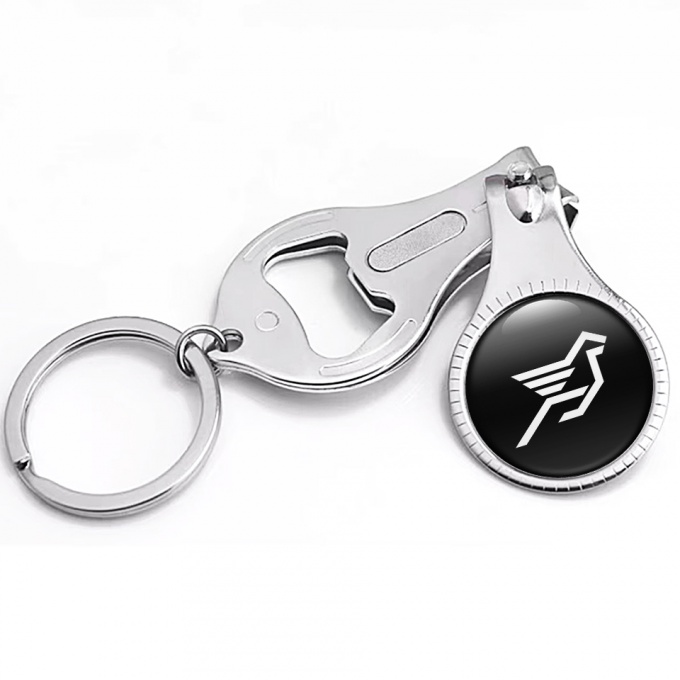 BMW Keyring Chain Nail Clipper Classic Black White Pegasus Big Logo Edition