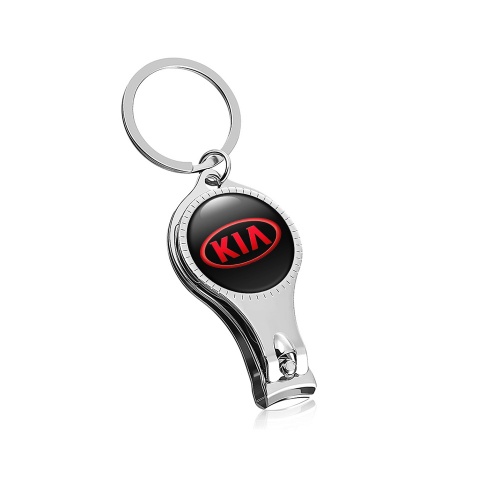 Kia Key Fob Ring Fingernail Trimmer Classic Black Red Oval Domed Emblem