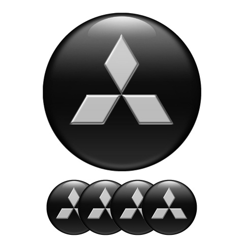 Mitsubishi Center Hub Dome Stickers Black Series 3D logo 